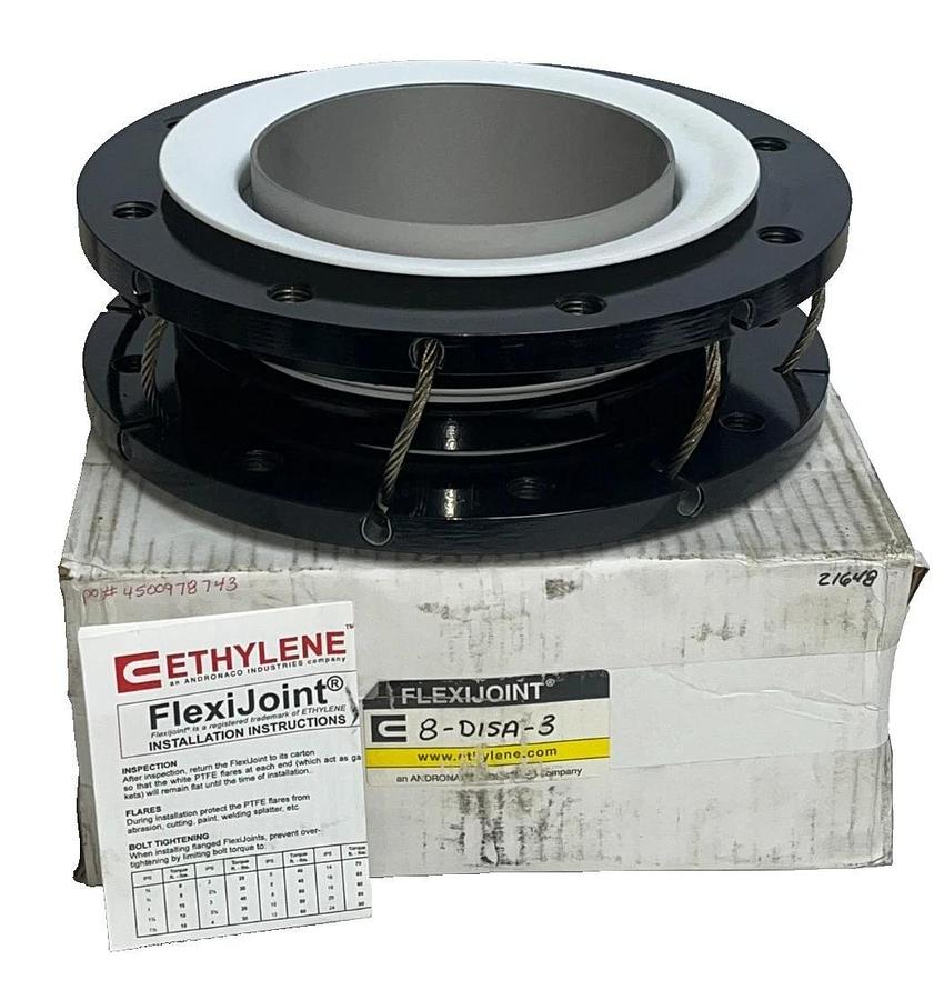 Ethylene FlexiJoint 8-DISA-3 8" PTFE Expansion Joint Bellows Flange New Surplus