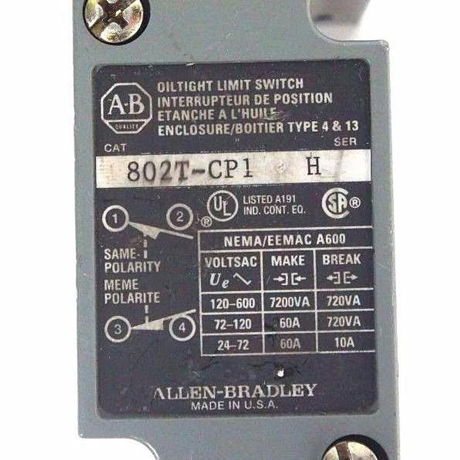 Used ALLEN BRADLEY 802T-CP1 LIMIT SWITCH SER H W/ 40146-017-63 HEAD