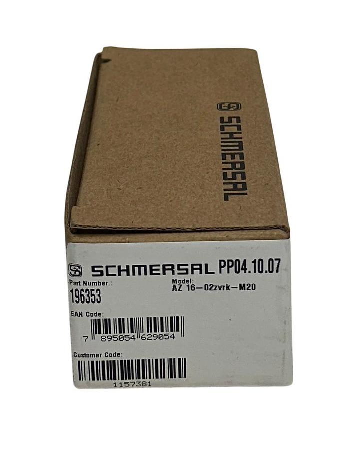 Used SCHMERSAL AZ 16-02ZVRK-M20 / 37AH8944 SAFETY SWITCH W/ SEPARATE ACTUATOR NSMP