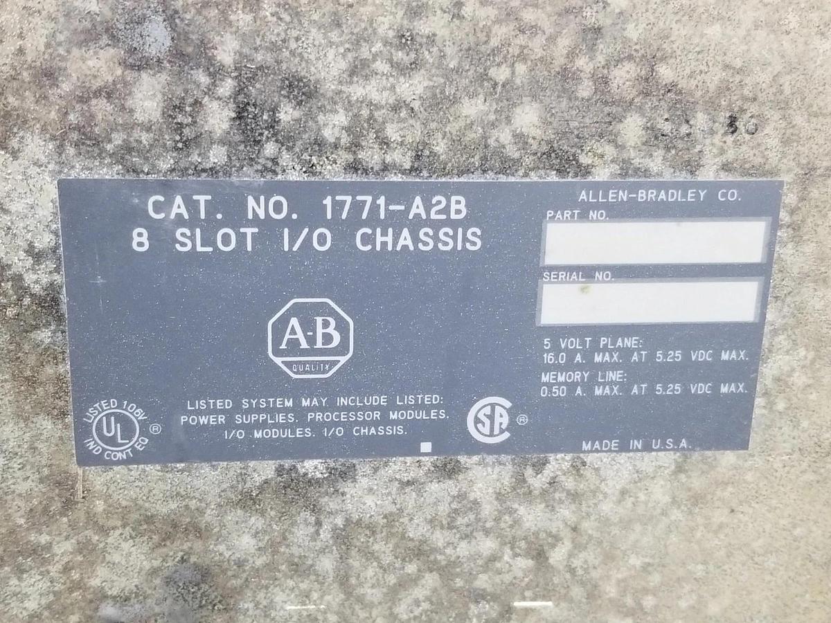 Used ALLEN BRADLEY 1771-A2B I/O CHASSIS 8 SLOT 960188-01FT11 1771A2B