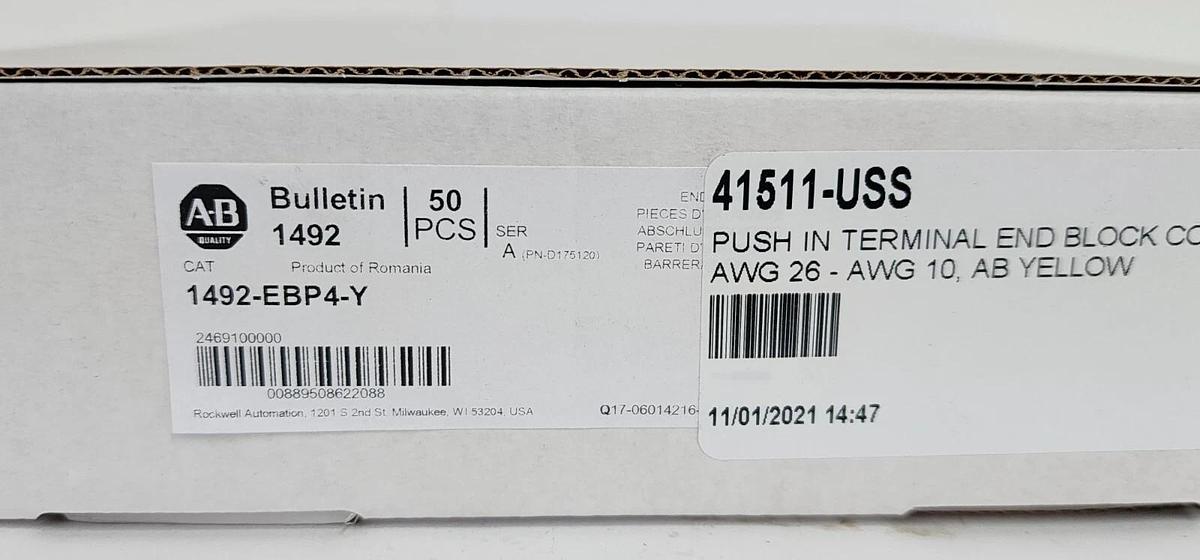 Used BOX OF 50 NEW ALLEN BRADLEY 1492-EBP4-Y END BARRIERS SER. A