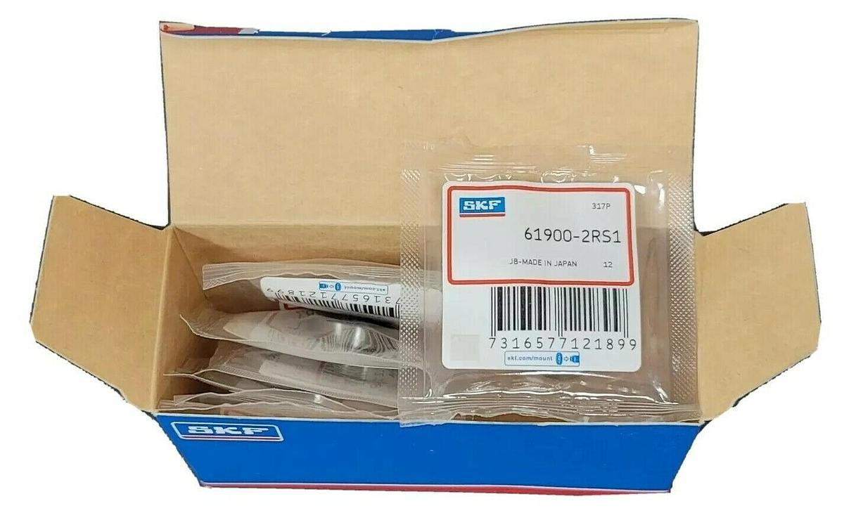 Used BOX OF 7 NEW SKF 61900 2RS1 SEALED DEEP GROOVE BALL BEARING 619002RS1