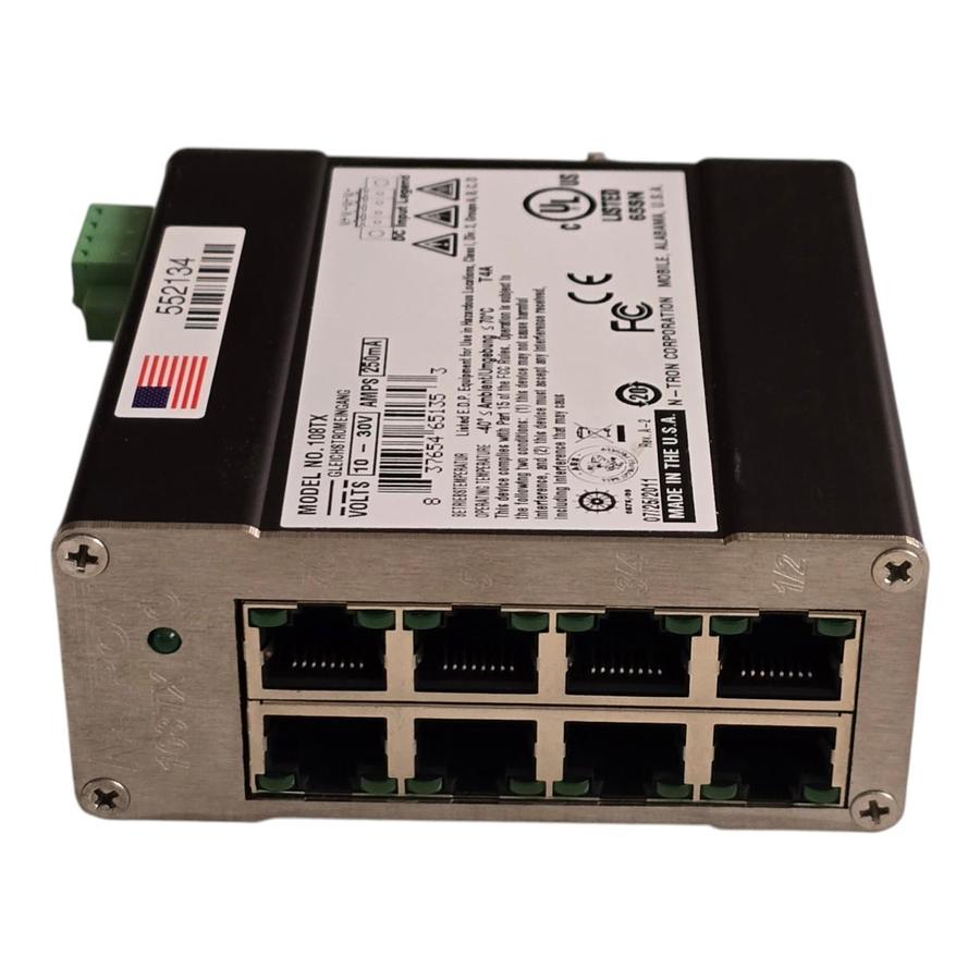 Used Red Lion N-Tron 108TX Industrial Ethernet Switch 8-Port 10/100BaseTX DIN Rail