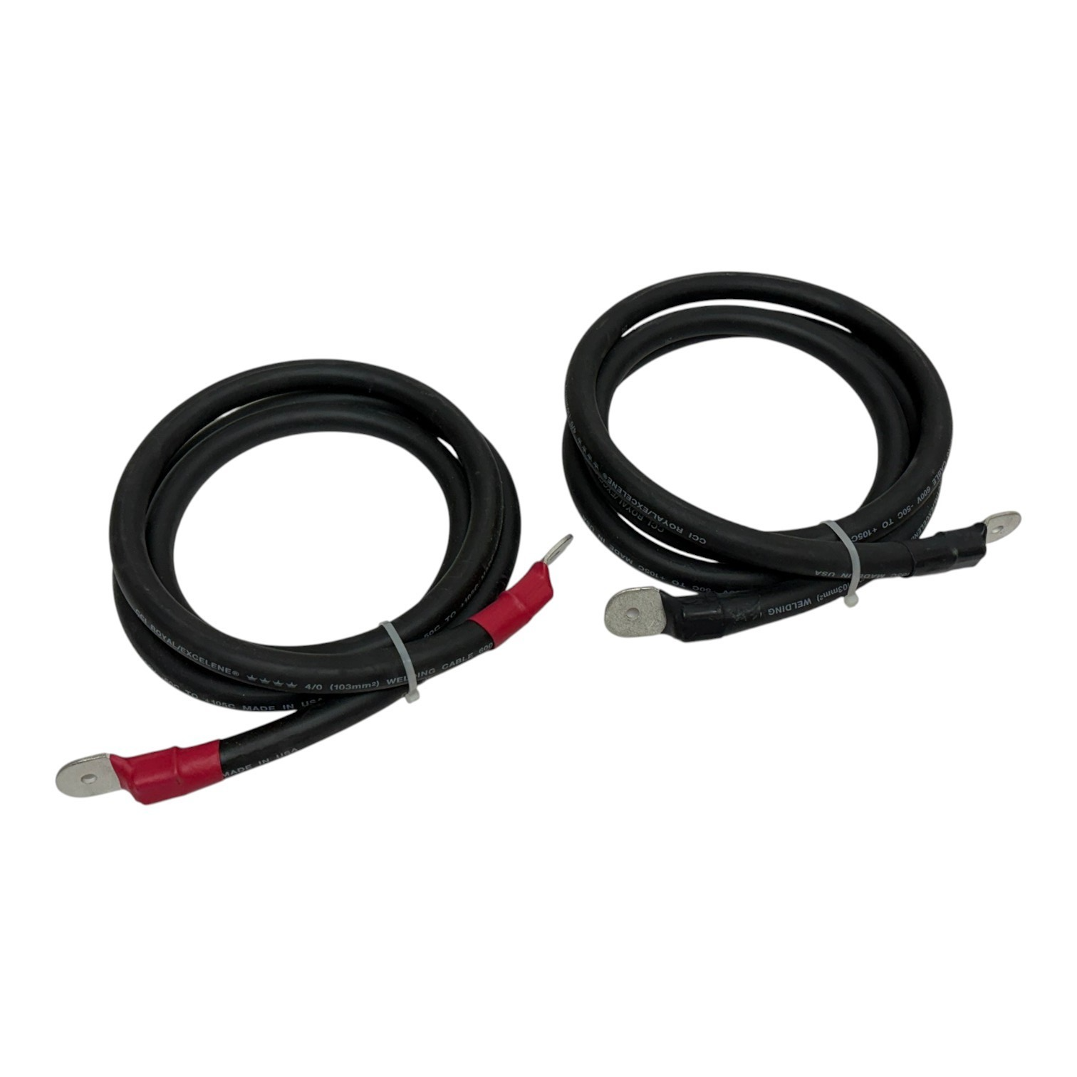 Used CCI Royal Excelene 4/0 AWG Welding Cable Battery Jumper Leads Pair Lug Terminals