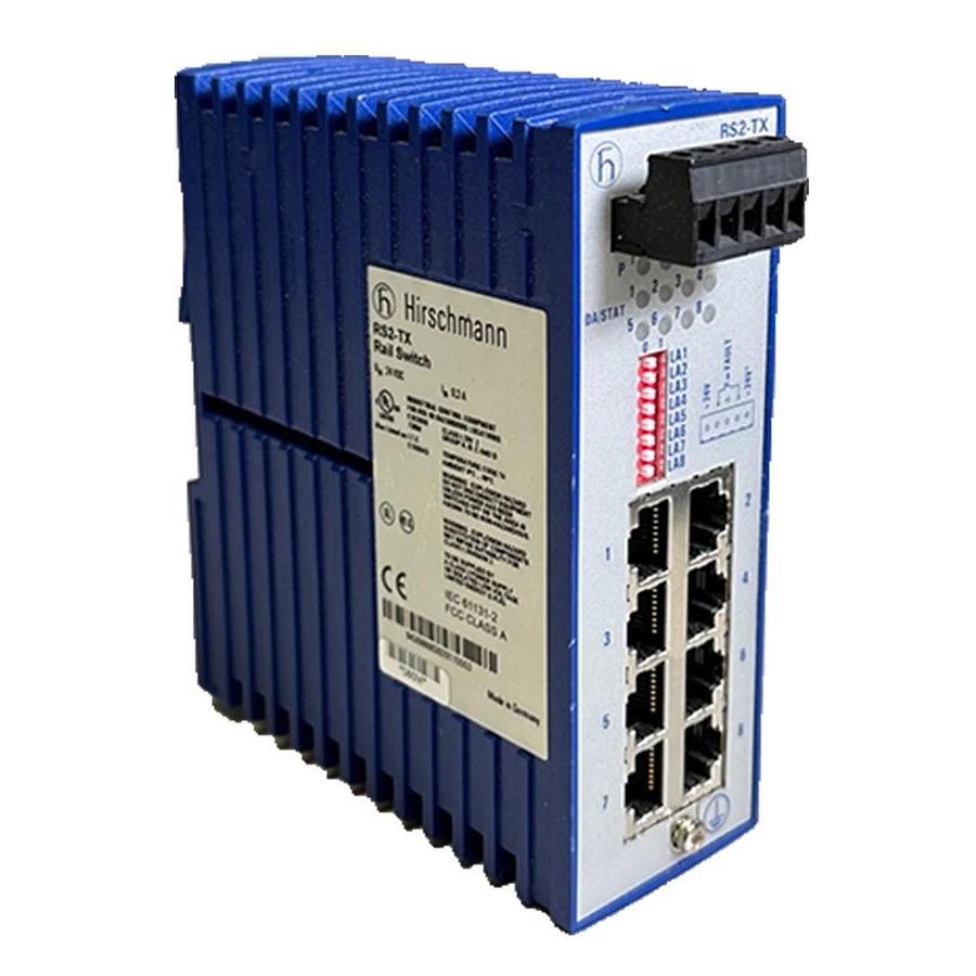 Used HIRSCHMANN RS2-TX / RS2TX RAIL ETHERNET SWITCH 8-PORT 24VDC 10/100BASE-TX