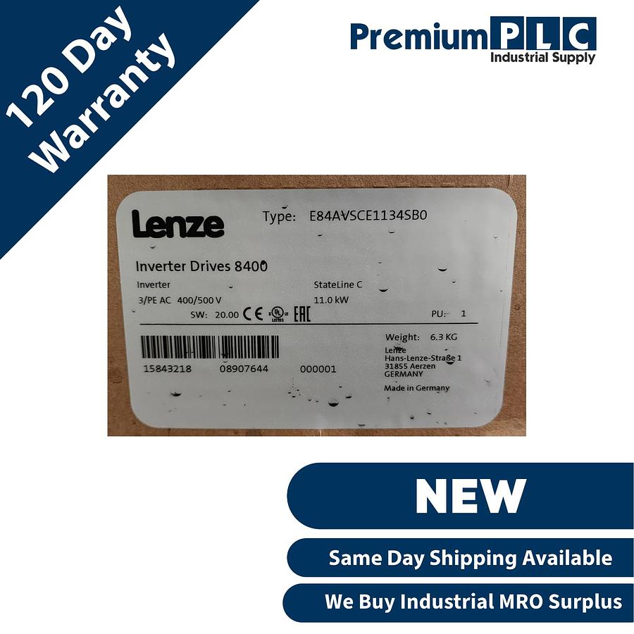 Used NEW LENZE E84AVSCE1134SB0 8400 StateLine C INVERTER DRIVE 11.0kW 3PH SW: 20.00