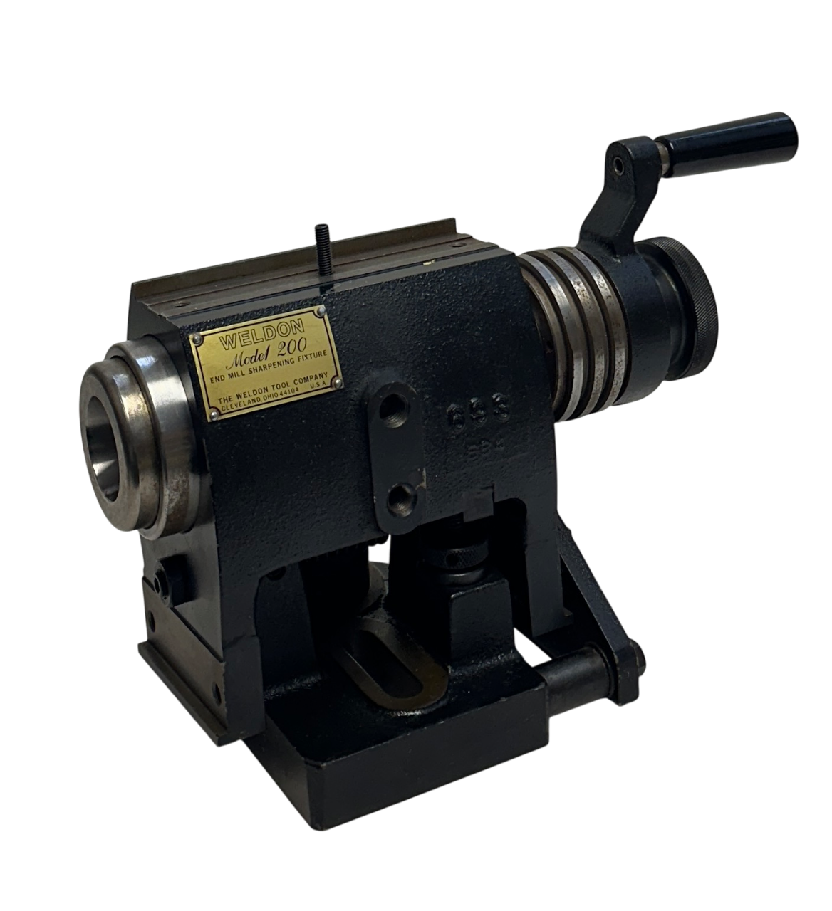 Used THE WELDON TOOL COMPANY MODEL 200 END MILL SHARPENING FIXTURE AIRFLOW USNP