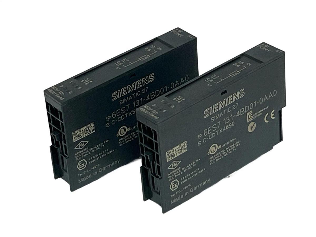 Lot of 2 Siemens 6ES7131-4BD01-0AA0 SIMATIC S7 ET 200S 4 DI 24V DC, NEW SURPLUS