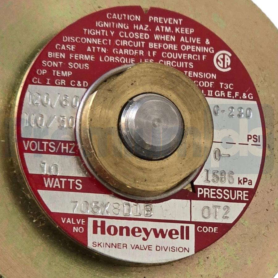 Used Honeywell Skinner 705X8D1B 2-Way N/C Solenoid Valve 110/120V 230PSI NSNP