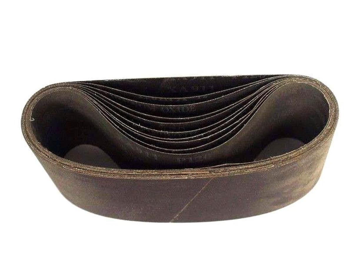 Used BOX OF 10 NEW CAPCO CX3710 NARROW ABRASIVE CLOTH BELTS 120 GRIT, 4" X 24"