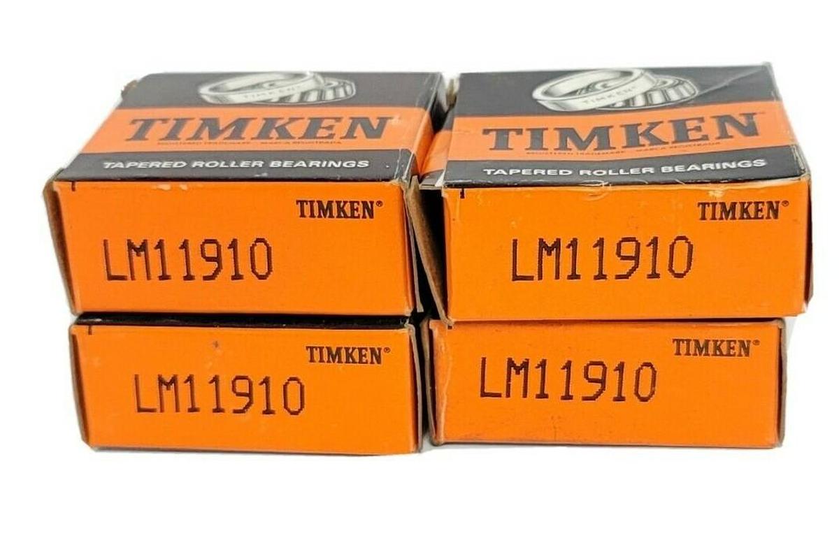 Used LOT OF 4 NIB TIMKEN LM11910 TAPERED CUP ROLLER BEARINGS