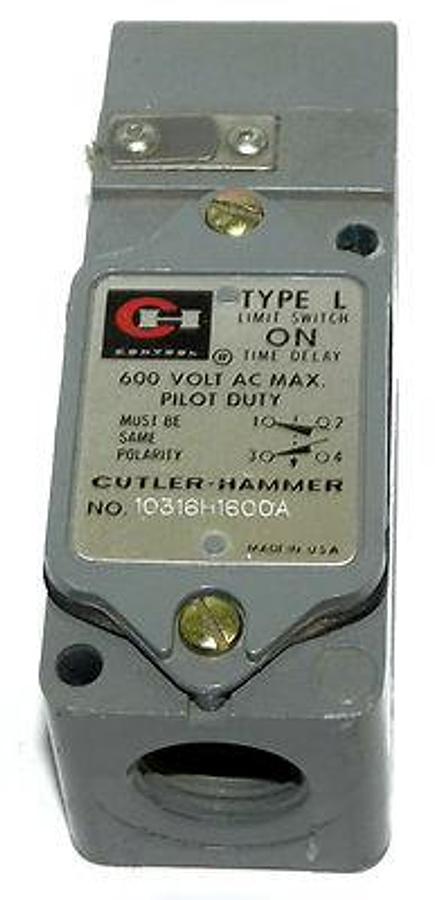 Used CUTLER-HAMMER 10316H1600A LIMIT SWITCH TYPE L