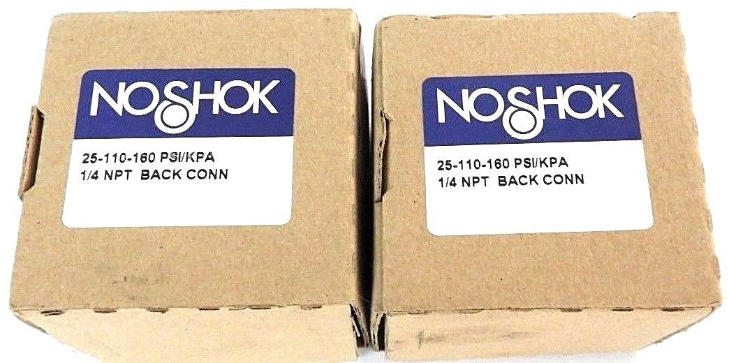 LOT OF 2 NEW NOSHOK 25-110-160 PSI/KPA 1/4 NPT BACK CONN PRESSURE GAUGES