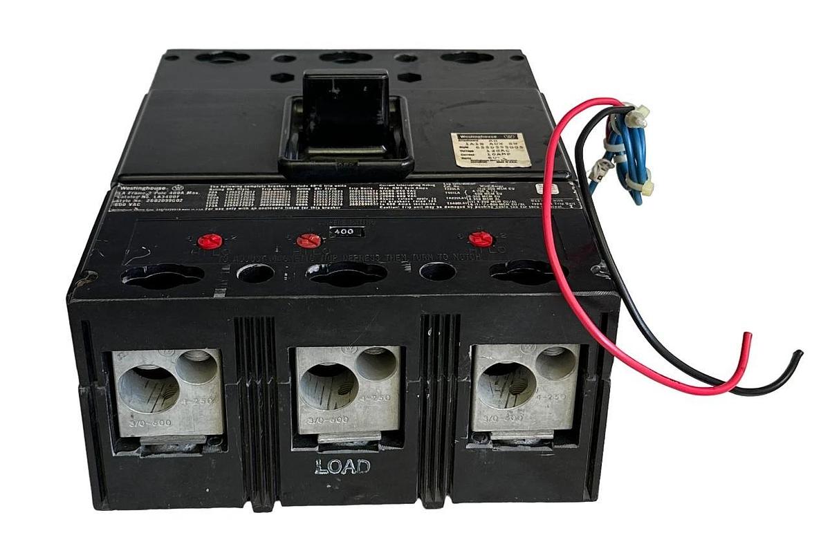 Used WESTINGHOUSE LA3400F / 2602D99G02 CIRCUIT BREAKER 3-POLE 400A 600VAC 655D555G05