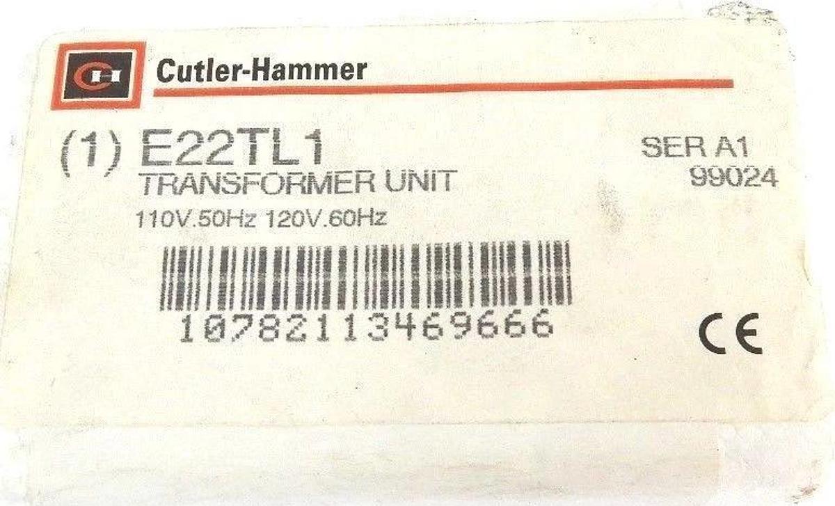 Used NIB CUTLER-HAMMER E22TL1 TRANSFORMER UNIT SER. A1, 110V 50HZ, 120V 60HZ