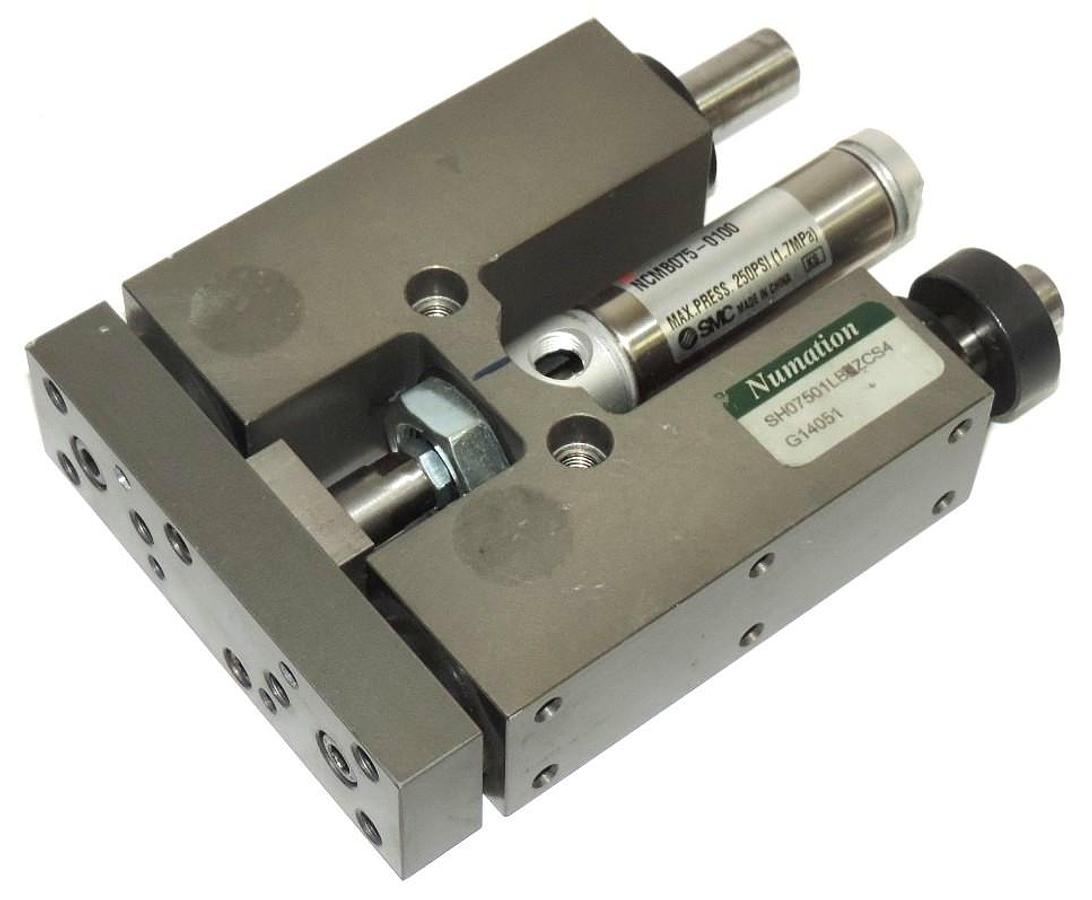Used NUMATICS SH07501LB1ZCS4 SH SERIES LINEAR SLIDE WITH SMC NCMB075-0100 CYLINDER