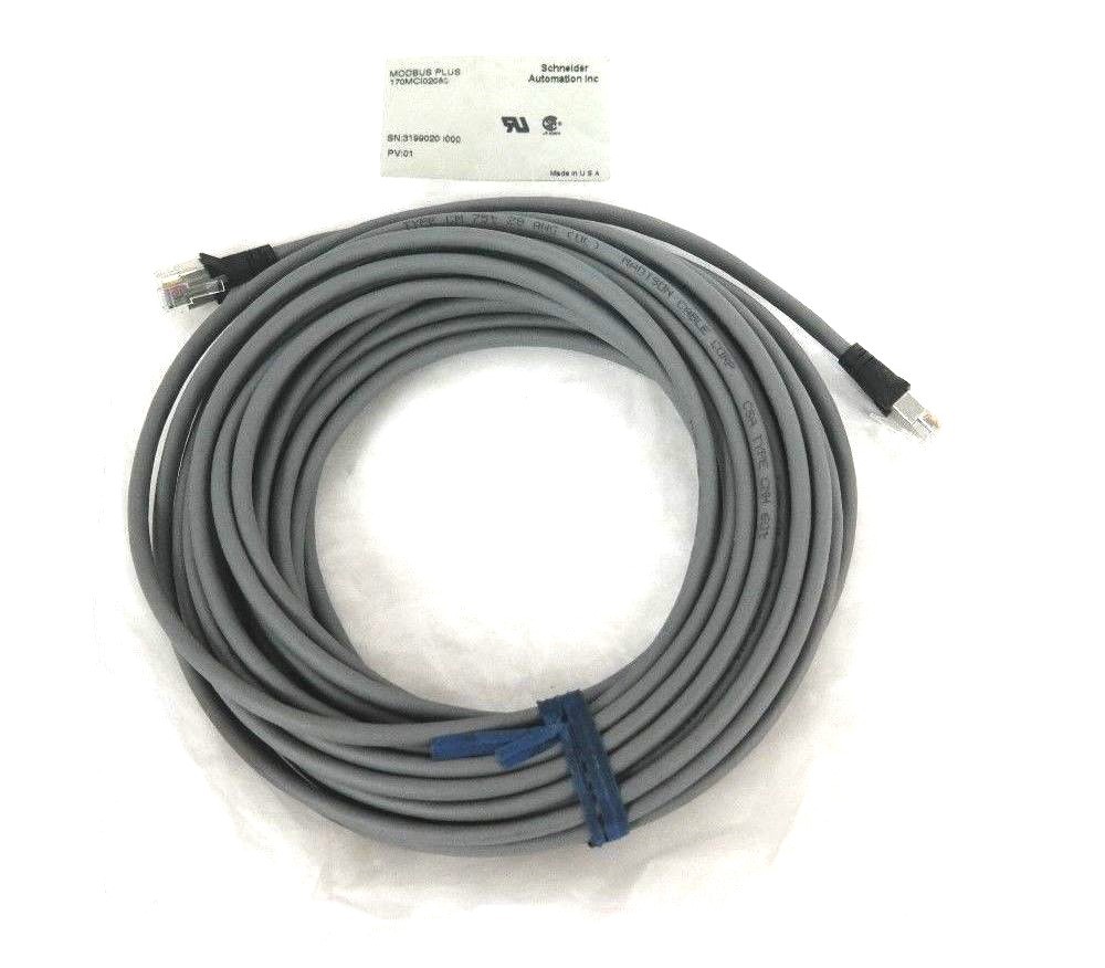 NEW SCHNEIDER MODIBUS PLUS 170MCI02080 DOUBLE-ENDED RJ45 CABLE 30FT PV:01