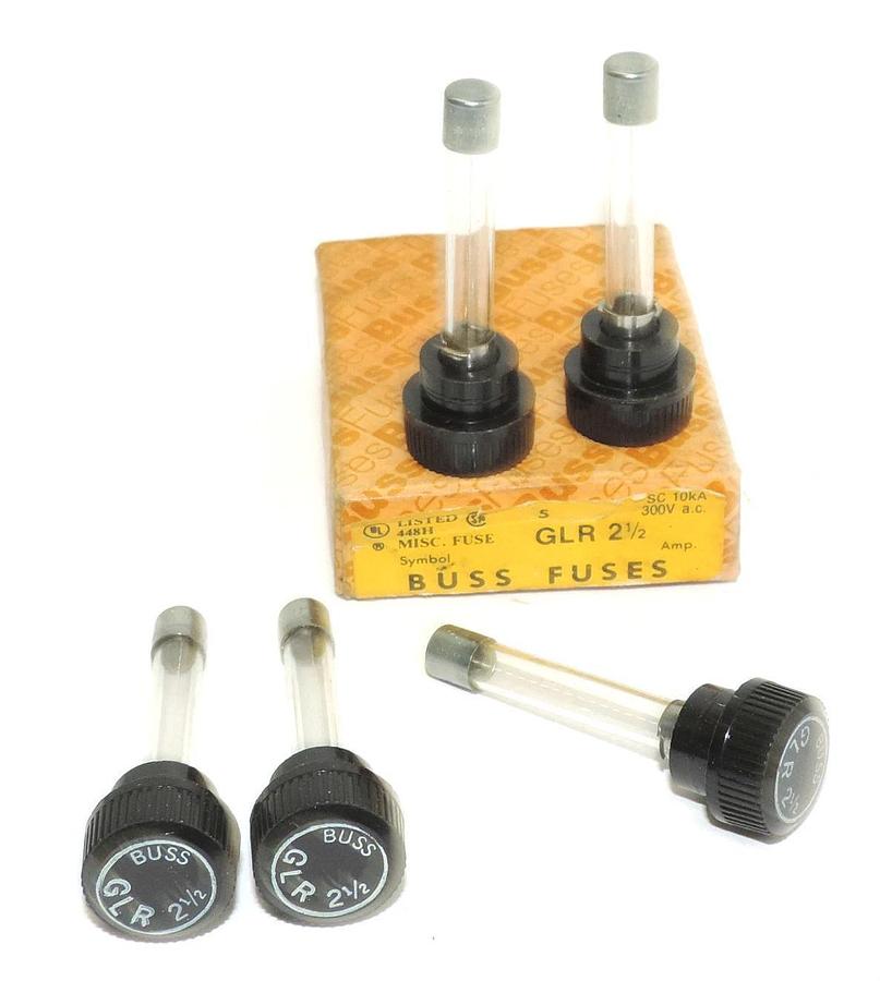 Used NIB BUSSMANN GLR-2-1/2 FUSES 2-1/2AMP, 300V, 5PACK