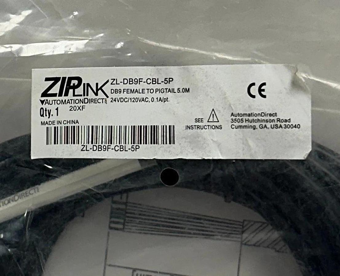 Used AUTOMATIONDIRECT ZL-DB9F-CBL-5P / ZLDB9FCBL5P ZIPLINK CABLE DB9 FEMALE 5M NSFS