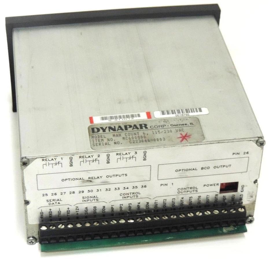 Used DYNAPAR MC600S00 COUNTER CONTROLLER MAX COUNT 6 115/230VAC MC600S-00