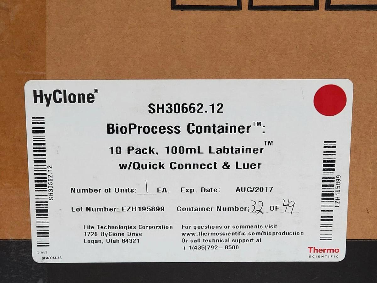 Used BOX OF 10 NEW THERMO FISHER SH30662.12 LABTAINER 100mL W/ QUICK CONNECT