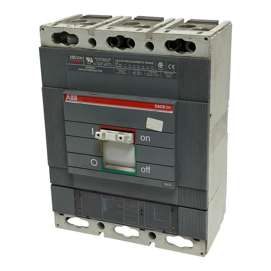 Used ABB SACE S6H Isomax 600A Circuit Breaker 3 Pole 3P 600V Type S6 Used