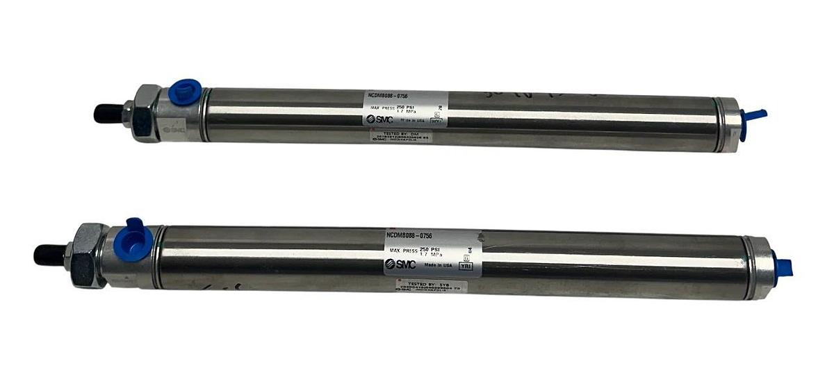 2 SMC NCDMB088-0756 / NCDMB0880756 PNEUMATIC CYLINDERS 7/8'' BORE 250PSI NSNP