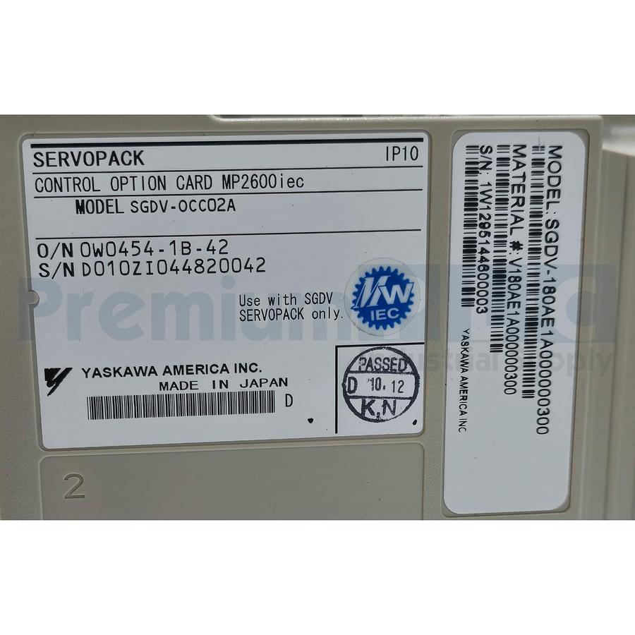Used YASKAWA SGDV-180AE1A000000300 SigmaLogic SERVO AMPLIFIER 2KW 200V w/MP2600 NSMP