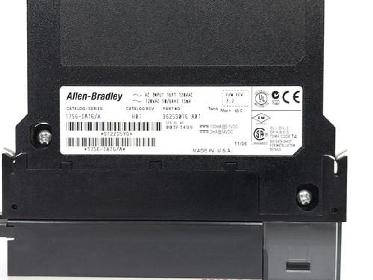 Used ALLEN BRADLEY 1756-IA16/A CONTROLLOGIX INPUT MODULE CAT REV. H01 F/W: 3.2