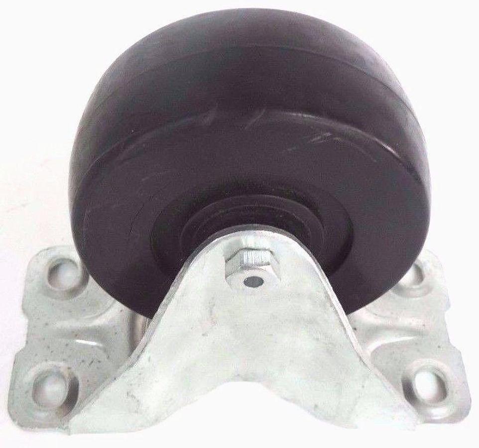Used SET OF (3) NEW 1UKR7 RIGID PLATE CASTER WHEELS, 200 Lb, 4 In DIA. 1-5/8 In WIDE
