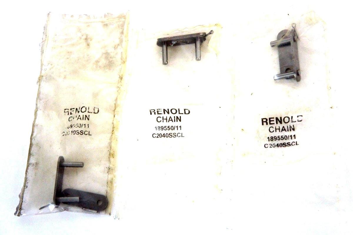Used LOT OF 3 NEW RENOLD CHAIN 189550/11 LINKS C2040SSCL