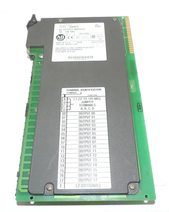 Used ALLEN BRADLEY 1771-OAD/C REV. F01 AC OUTPUT MODULE SER. C P/N: 96234271 C01