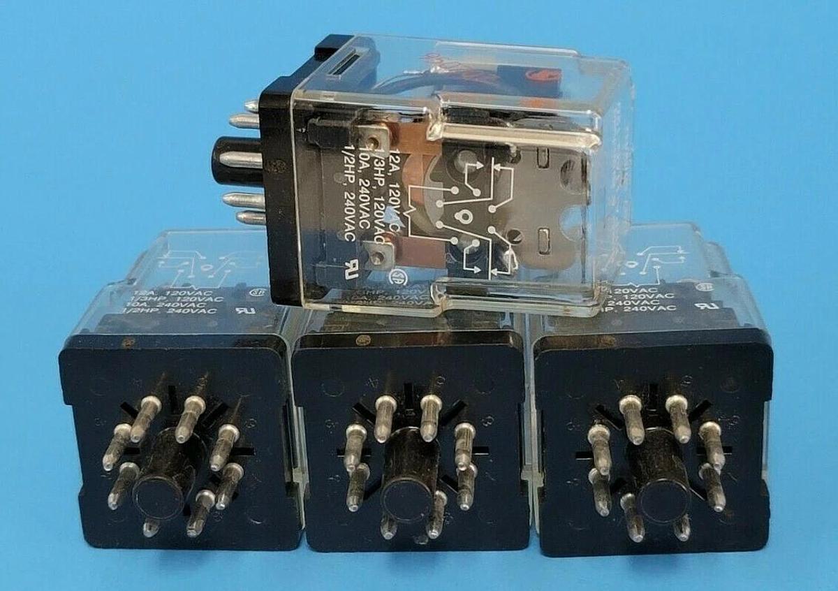 Used LOT OF 4 POTTER & BRUMFIELD KRPA-11AG-120 RELAYS KRPA11AG120, 120V, 50/60HZ