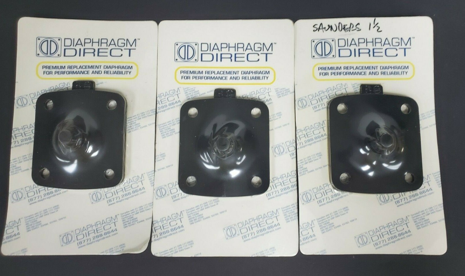 LOT OF 3 DIAPHRAGM DIRECT DD15-SE7 DIAPHRAGMS SIZE: 1-1/2'' / DN 40 MAT: EPDM
