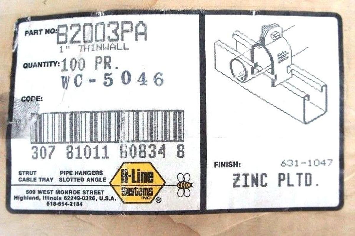Used LOT OF 26 NEW B-LINE B2003PA 1" THINWALL CONDUIT CLAMPS