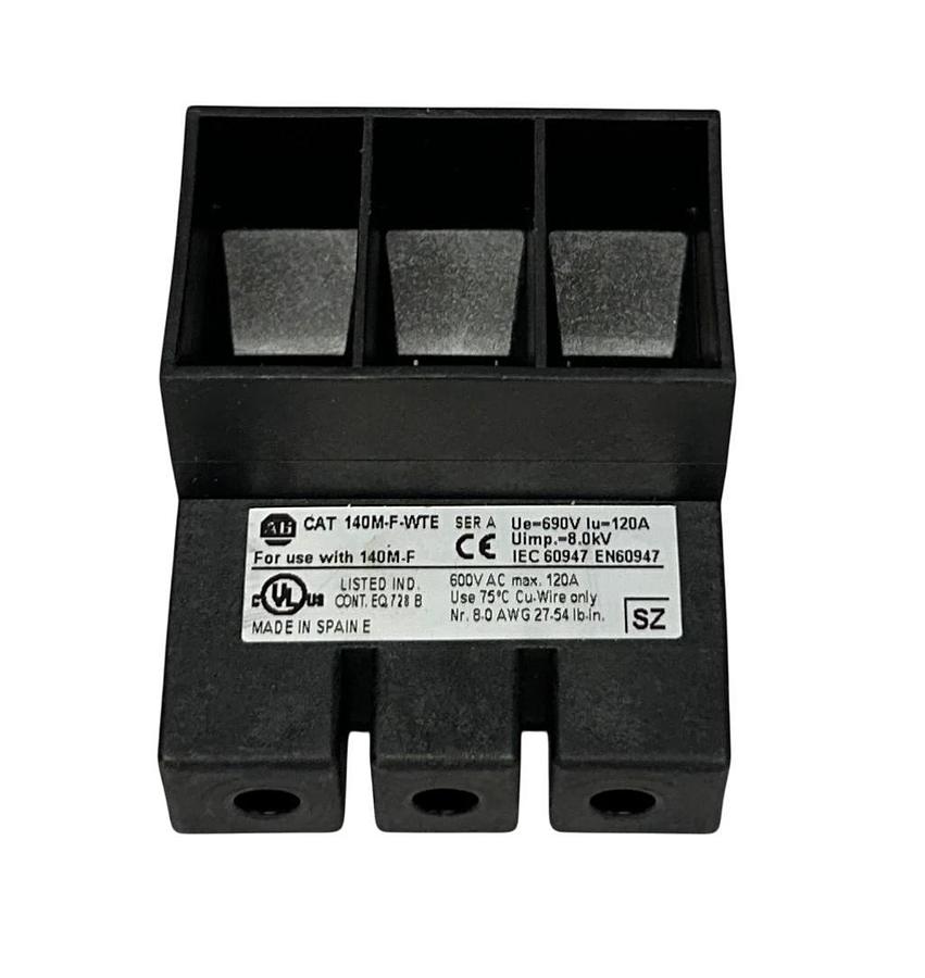 Used 6 ALLEN BRADLEY 140M-F-WTE /A COMPACT TERMINAL BLOCKS TOP-FEED 600VAC USNP
