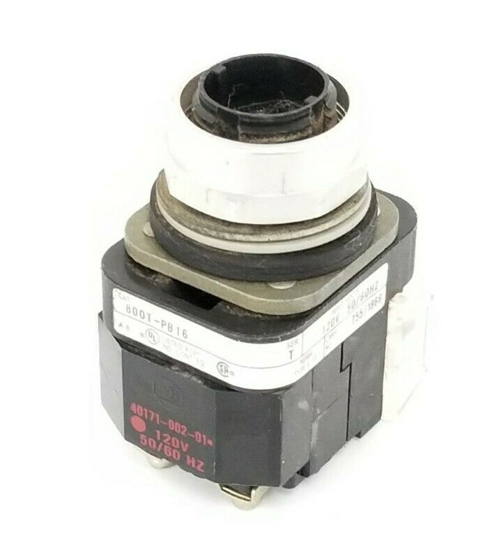 Used ALLEN BRADLEY 800T-PB16 PUSHBUTTON 800TPB16 SER. T 120V, 800T-XA SER. D NO LAMP