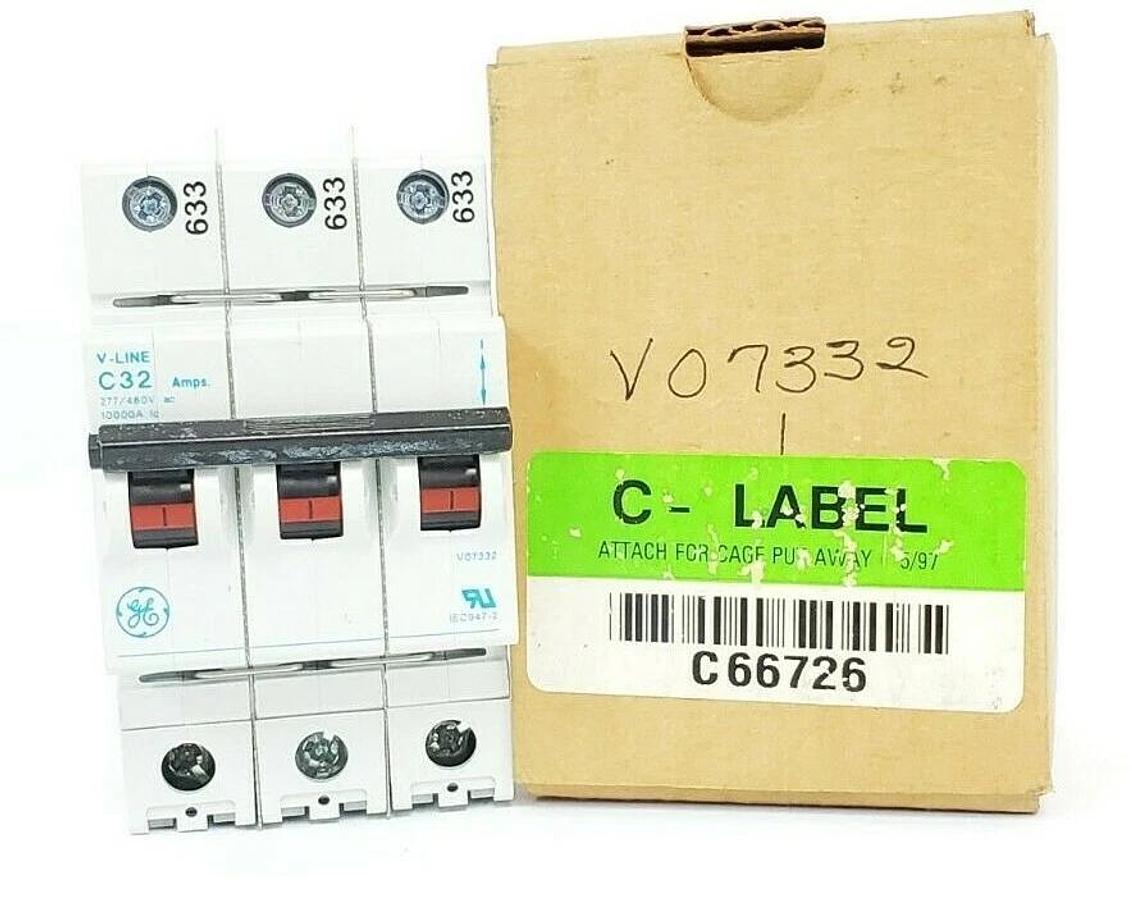 Used NIB GENERAL ELECTRIC V07332 CIRCUIT BREAKER 32AMP 3P 277/480VAC
