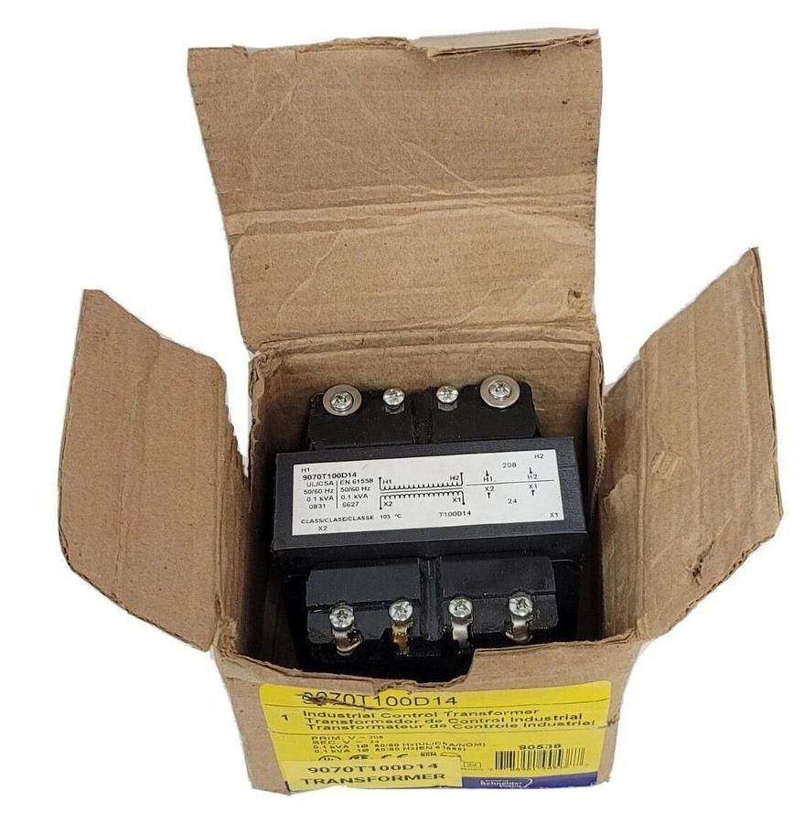NIB SQUARE D 9070T100D14 INDUSTRIAL CONTROL TRANSFORMER 100 VA 208V-24V