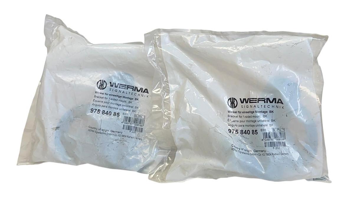 Used 2 WERMA 975 840 85 / 97584085 BRACKETS FOR 1-SIDED MOUNT BK OEM NSFS