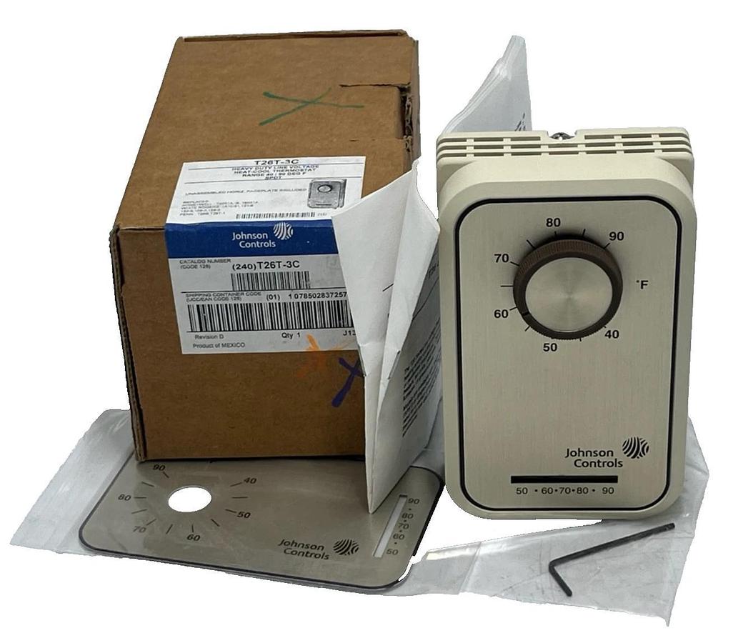 Johnson Controls T26T-3C Heavy Duty Line Voltage Thermostat 40-90°F SPDT, NSMP