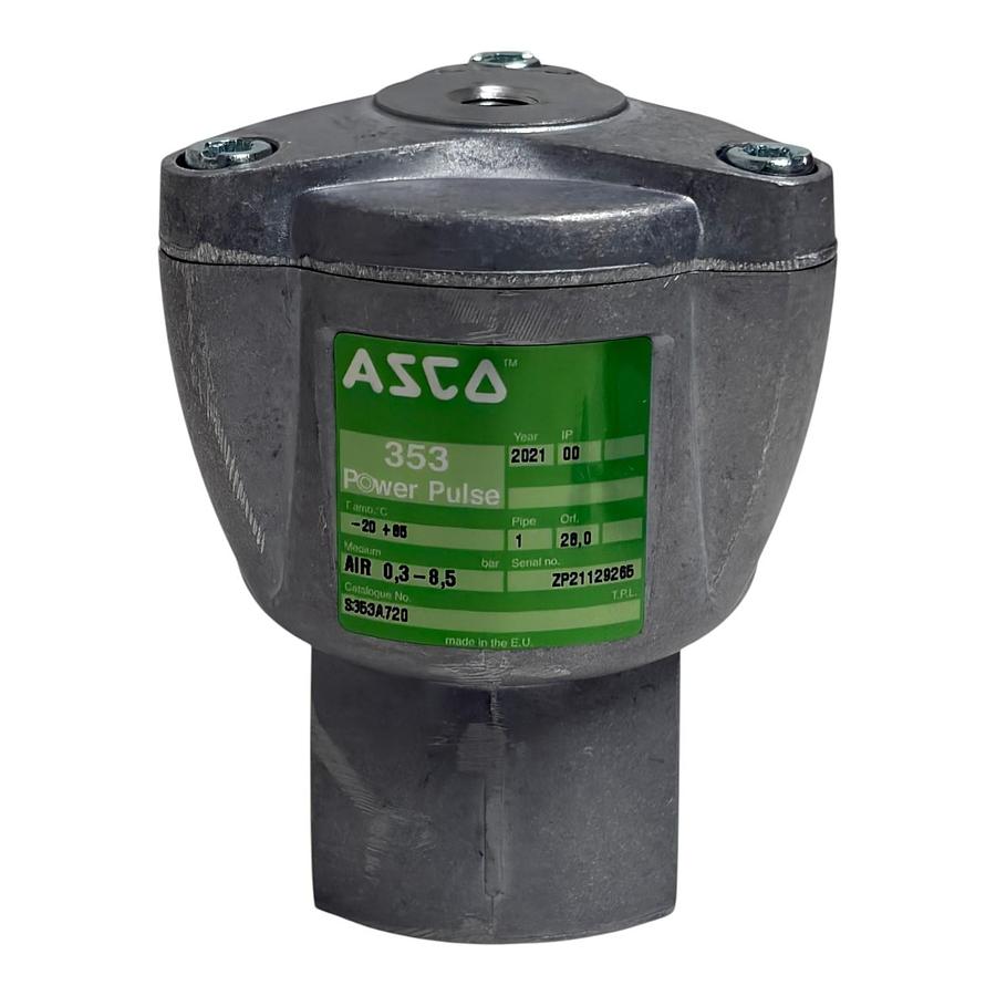 Used ASCO 353 Power Pulse Solenoid Valve S353A720 1" Dust Collector Remote Pilot