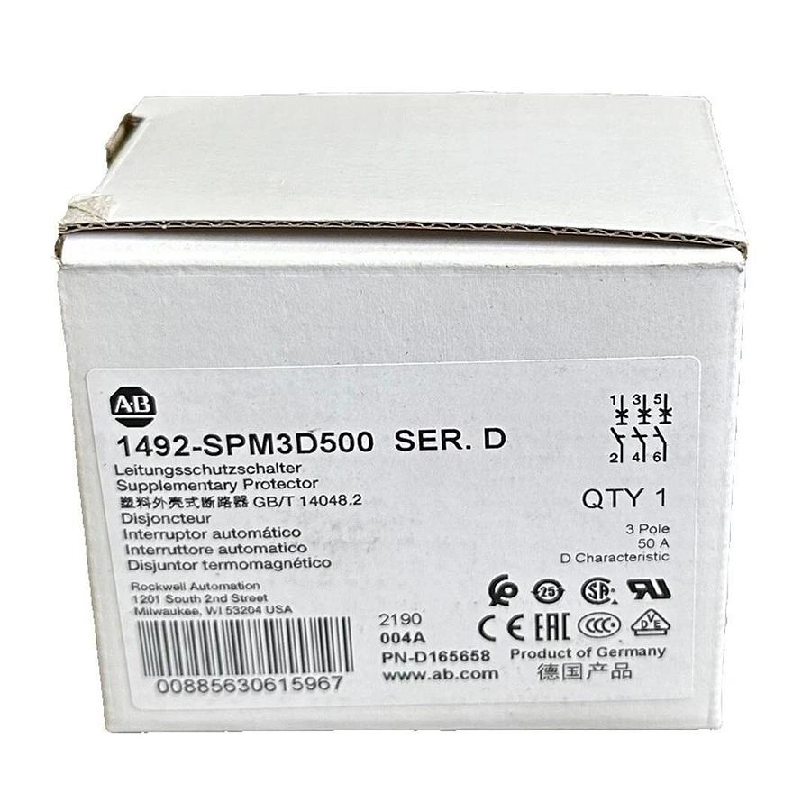 Used NEW ALLEN BRADLEY 1492-SPM3D500 /D SUPPLEMENTARY PROTECTOR 3P 50A 1492SPM3D500