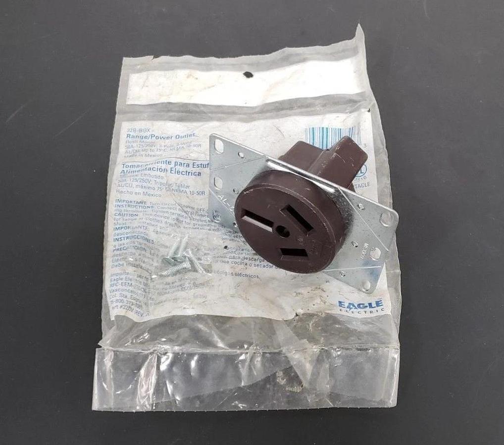 NEW IN BAG EAGLE ELECTRIC 32B-BOX RANGE/POWER OUTLET 50A-125/250V; 3-POLE 3 WIRE
