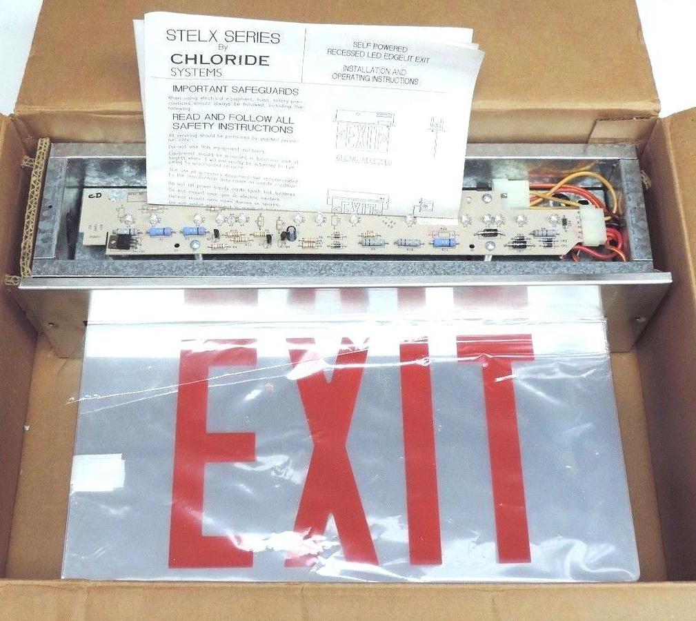 Used NIB CHLORIDE STELXC2RML3 STAINLESS STEEL EXIT SIGN SP LED EDGELIT CR 2 RML3 SS