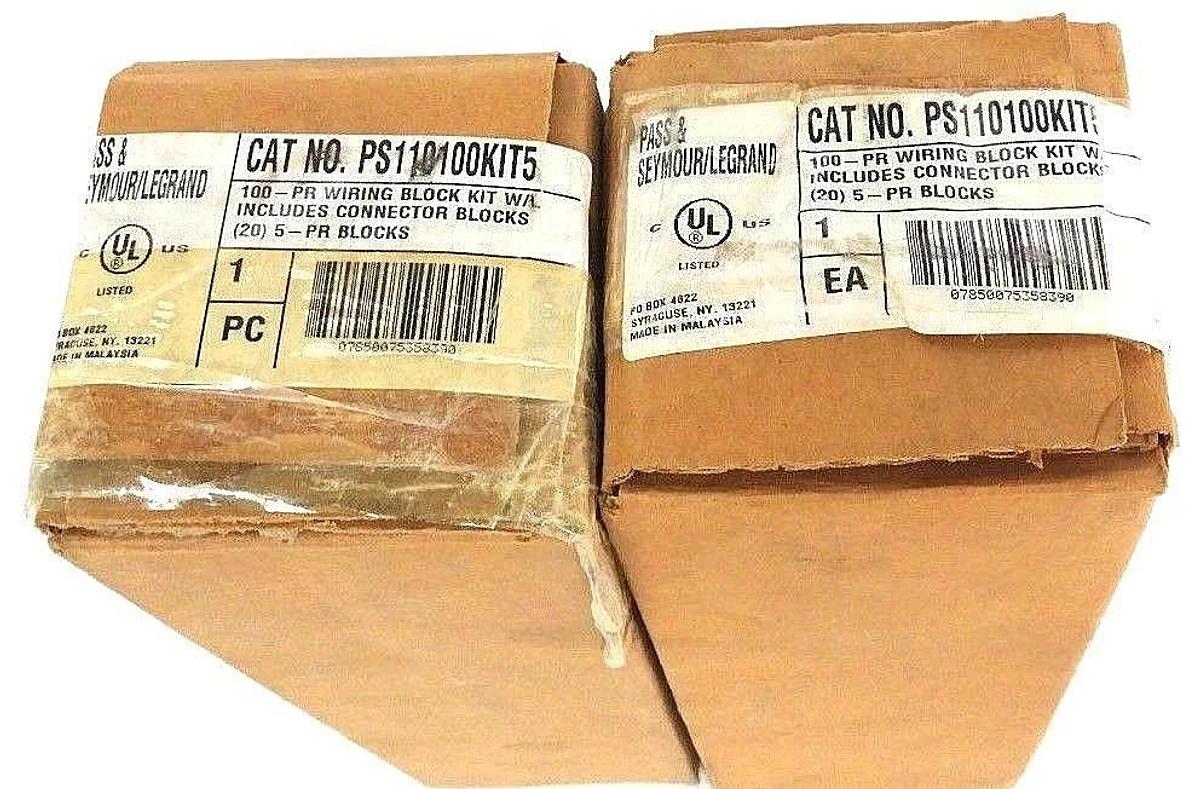 Used LOT OF 2 NEW PASS & SEYMOUR LEGRAND PS110100KIT5 100-PR WIRING BLOCK KIT