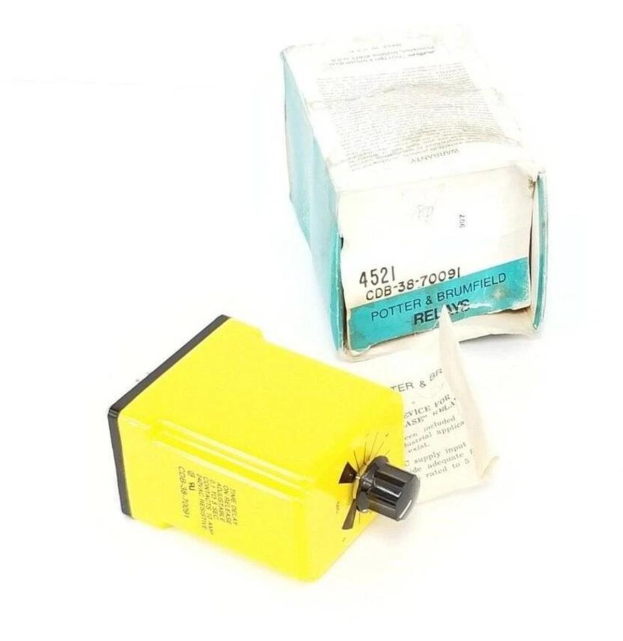 NIB POTTER & BRUMFIELD CDB-38-70091 TIME DELAY RELAY 0.1-5 SEC. 10A 120/240VAC