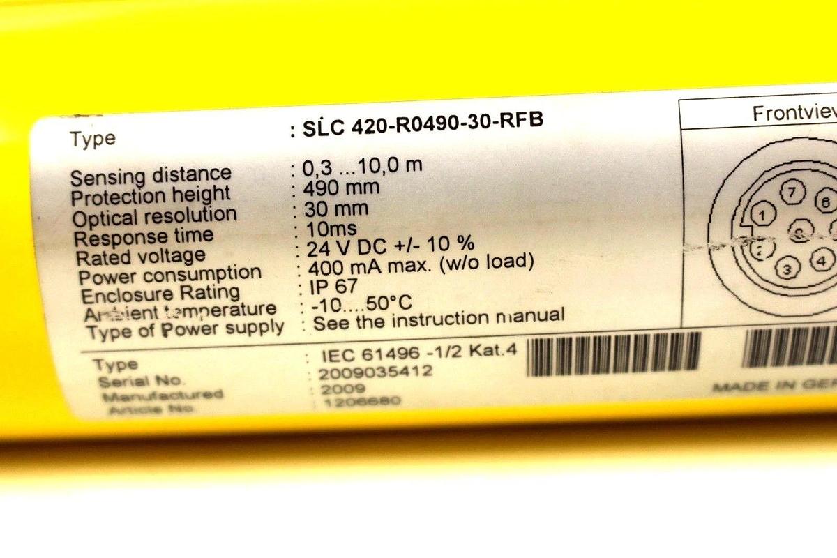 Used SCHMERSAL SLC 420-R0490-30-RFB / SLC 420-E0490-30-RFB LIGHT CURTAINS 101206680