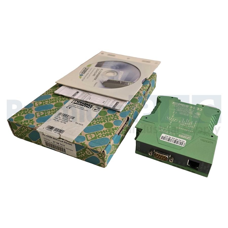 Used PHOENIX CONTACT 2708740 - FL COM SERVER RS485 INTERFACE CONVERTER w/CD-ROM NSMP
