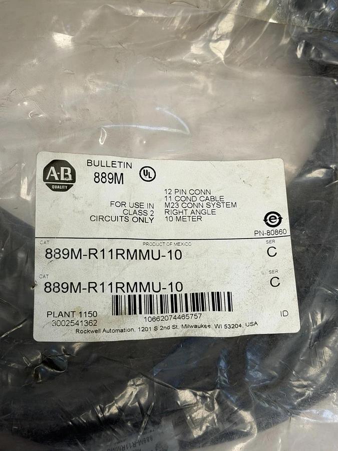 NEW ALLEN BRADLEY 889M-R11RMMU-10 PATCHCORD 12PIN 10M CABLE SER. C